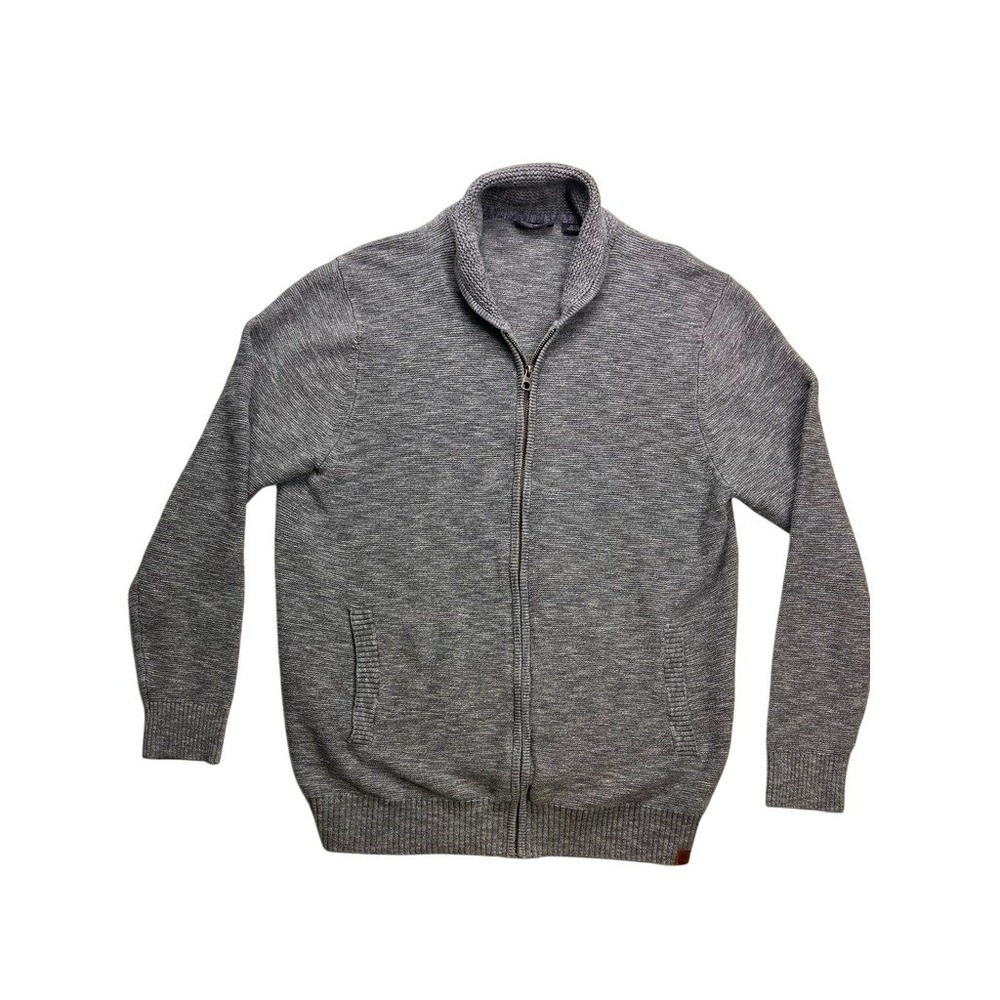 Timberland Full Zip Sweater Mens XL Gray Mock Neck Cotton TB0A1IBC Grandpa